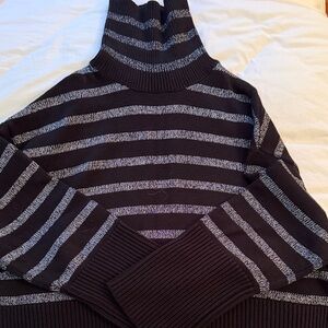 GAP Black and Gray Striped Turtleneck Sweater